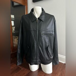 Eddie Bauer Black Legend Leather Journeyman Bomber Jacket Mens Large